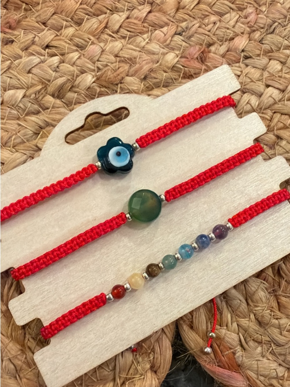 Red Cord Beaded Protection Bracelet Trio